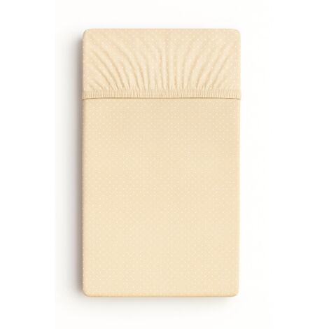 Drap housse en coton pour berceau 120x60 cm - pois sur beige (1/2)