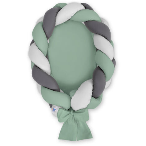 Cocon bébé tressé 2 en 1 - sauge-gris-anthracite (1/2)