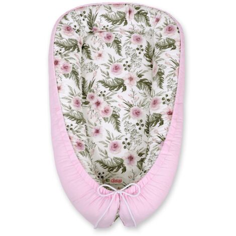 Cocon bébé, double face, parc, lange, Premium MY SWEET BABY - pivoines roses/rose (1/4)