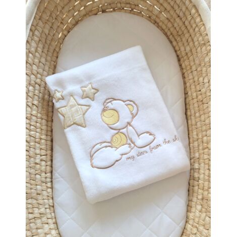 Couverture polaire pour bébé - Carlo - Ours en peluche avec étoiles, blanc (1/3)