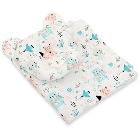 Couette ours en peluche avec rembourrage et oreiller profilé - Ensemble 2 pièces - Ours en peluche bleus (1/5)