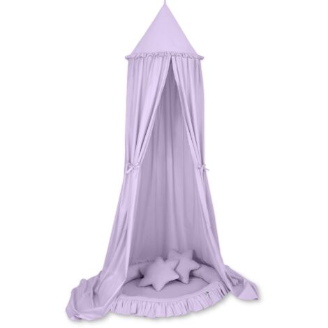 Ensemble : ciel de lit suspendu pour chambre d'enfant, nid avec volant, coussins - violet (1/5)