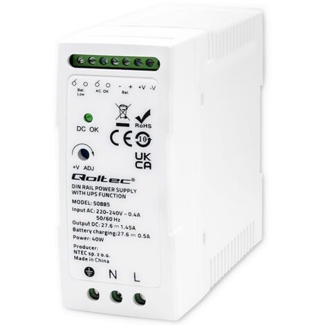 Alimentation sur rail DIN Qoltec stable avec fonction UPS  40 W