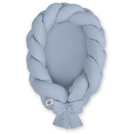 Cocon tressé 2 en 1 pour bébé - Bleu sale (1/2)