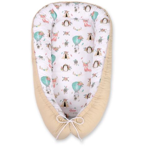 Cocon bébé, double face, parc, lange, Premium BOBONO - renards beiges/beige (1/5)