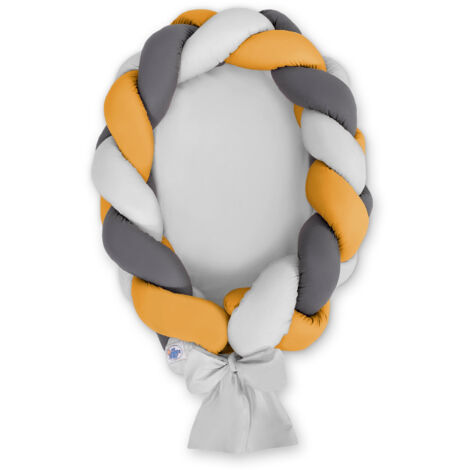 Cocon bébé tressé 2 en 1 - gris-moutarde-anthracite (1/2)