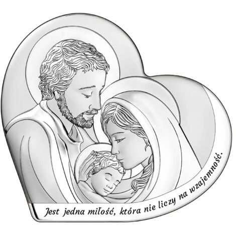 Sainte Famille en argent - Carte de mariage avec gravure - Il n'y a qu'un seul amour 6811S 18 x 16 cm (1/5)