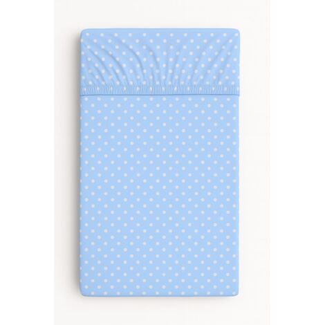 Drap housse en coton pour berceau 120x60 cm - pois bleu (1/2)