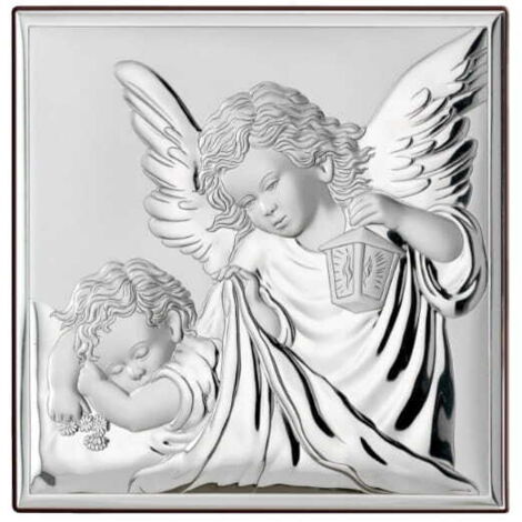 Image d'ange en argent pour baptême ou communion avec une gravure dédiée 81200 8 x 8 cm