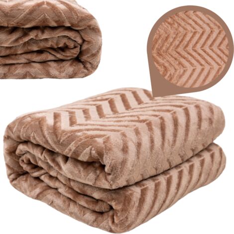 Couverture décorative chaude couvre-lit cadeau plaid 200x220 cm motif marron (1/5)