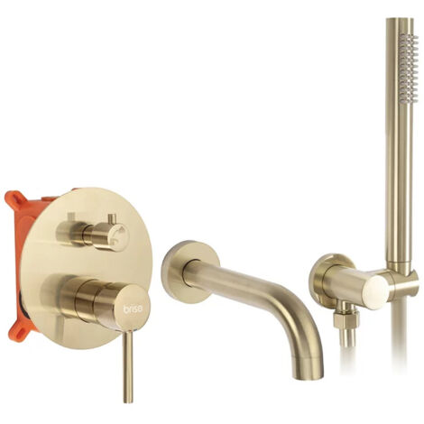 Robinet de baignoire encastré en laiton de luxe, robinet de douche mural doré