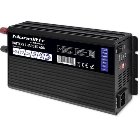 Chargeur monolithique professionnel intelligent Qoltec pour batteries LiFePO4 AGM GEL SLA 40 A 12 V (1/5)