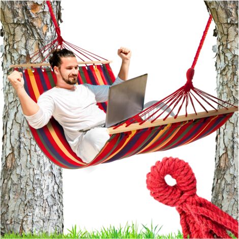 Hamac de jardin simple avec barre transversale, 200 x 60, 150 kg de résistance