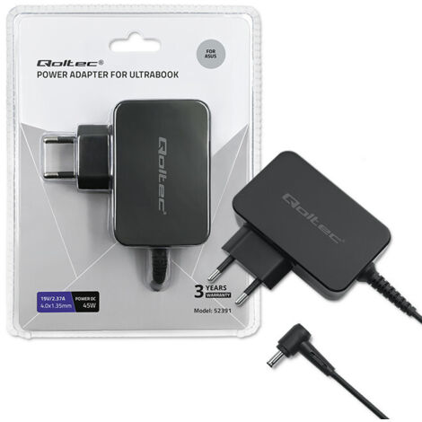 Bloc d'alimentation Qoltec pour ordinateur portable Asus Ultrabook 45 W 19 V 2,37 A 4,0 x 1,35 (1/5)