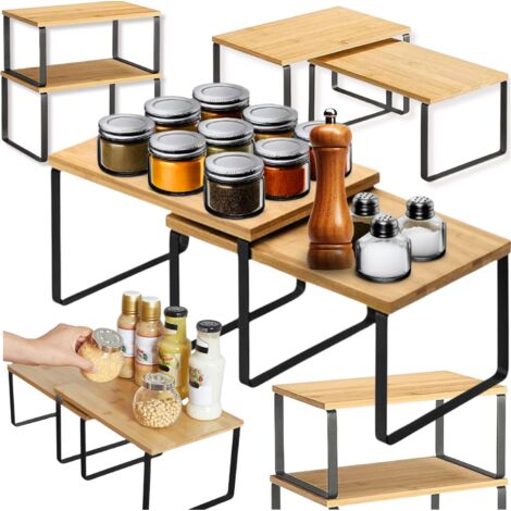 Ensemble de 2 étagères pour épices, tasses, assiettes pour la cuisine, la salle de bain, le bureau (1/5)