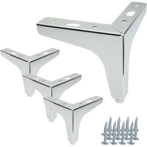 Lot de 4 pieds de meuble Anchor argent chromé hauteur 10 cm (1/5)