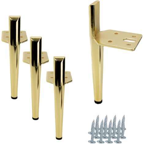 Lot de 4 pieds de meuble design Pin doré chromé 15 cm (1/5)