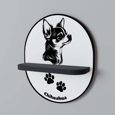 Étagère ovale noire pour chien CHIHUAHUA (1/5)