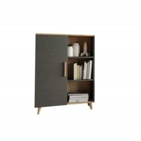 Commode 80 Anthracite 6 Étagères Grande Armoire Étagère 80CM OSLO Style Scandinave (1/2)