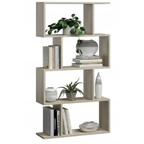 Bibliothèque Bask 4, chêne Sonoma, sur pied, cloison pour salon, bureau, chambre, MK (1/4)