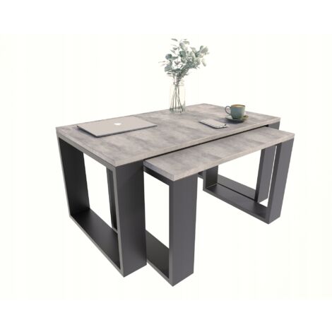 Ensemble de tables extensibles LOFT Table basse Westa, BÉTON NOIR (1/5)