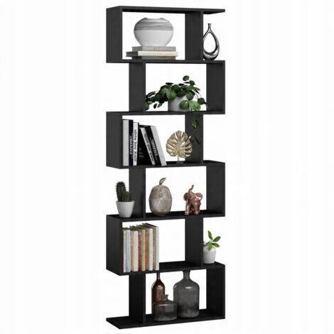 Étagère sur pied noire Bask Max pour salon, bureau, chambre, MK (1/3)