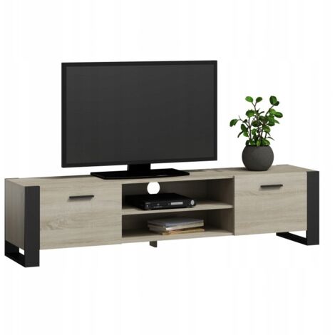 Meuble TV Alba 150, chêne Sonoma/noir, pour le salon, Meuble TV MK (1/4)