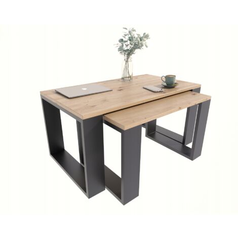 Ensemble de tables extensibles LOFT Table basse Westa artisan noir (1/5)
