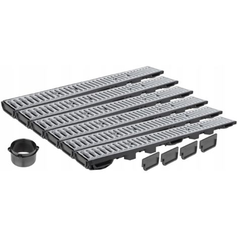 DRAINAGE LINÉAIRE H55 GRILLE GALVANISÉE jusqu'à 1,5 tonne A15 SET 6m AQUER (1/5)