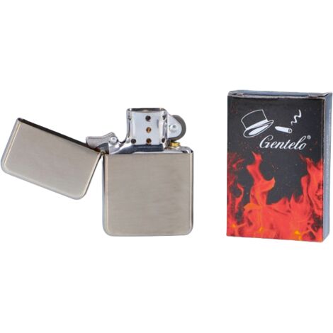 Briquet à essence classique de couleur unie sans motif Gentelo Inox (1/4)