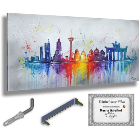 Monica Mirafiori 100 % peint à la main Peinture Berlin 140 x 70 cm Peinture acrylique Très grand tableau acrylique Art moderne Tableaux d'art (1/5)