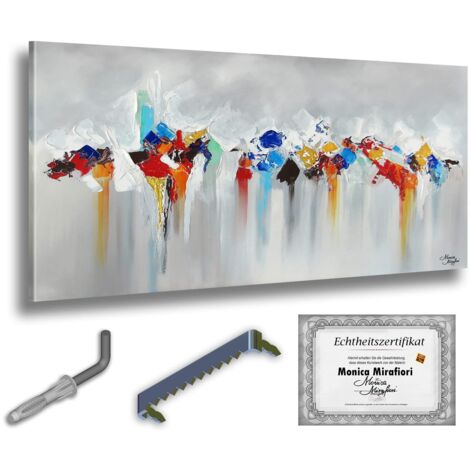 Monica Mirafiori 100 % peint à la main Tableau L'Aventure 140 x 70 cm Peinture peinte à la main Peinture acrylique Très grand tableau acrylique Art moderne Tableaux d'art (1/5)