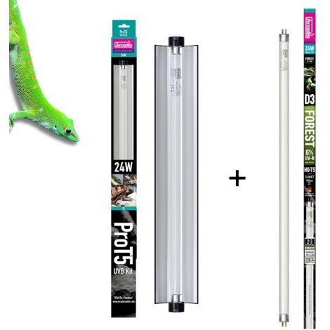 Kit Arcadia Pro T5 UVB + Lampe fluorescente T5 24 W 6 % UVB + 30 % UVA FOREST D3+ (55 cm) (1/5)