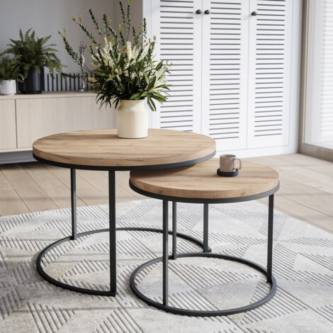 Plateau de table rond en stratifié chêne Sonoma, diamètre 50 cm, pour ...