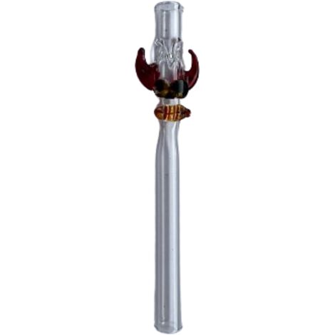 Pipe en verre vaudou 12 cm en forme de corne - Transparente (1/3)