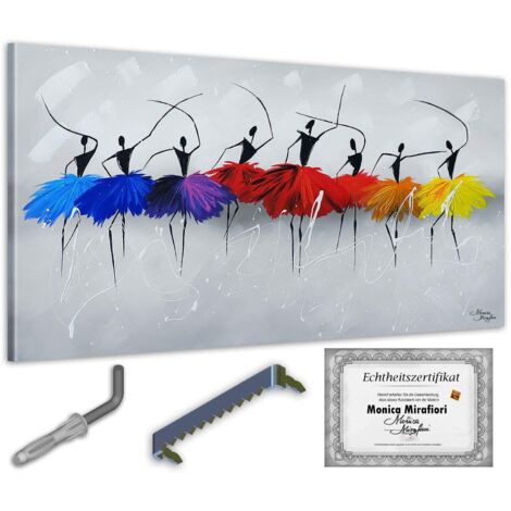 Monica Mirafiori 100 % peint à la main Tableau Danse des couleurs 140 x 70 cm Peinture peinte à la main Peinture acrylique Très grand tableau acrylique Art moderne Tableaux d'art (1/5)
