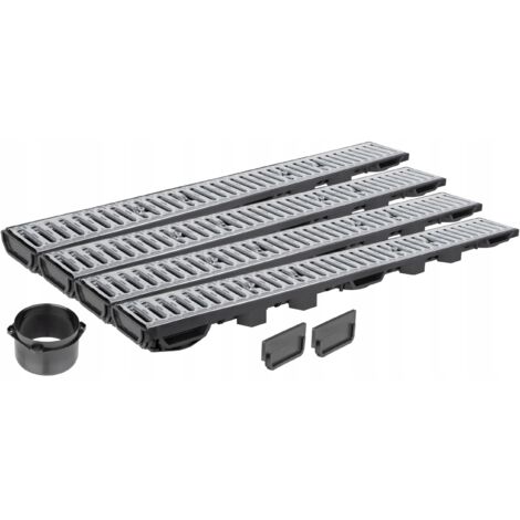 DRAINAGE LINÉAIRE H55 GRILLE GALVANISÉE jusqu'à 1,5 tonne A15 SET 4m AQUER (1/5)