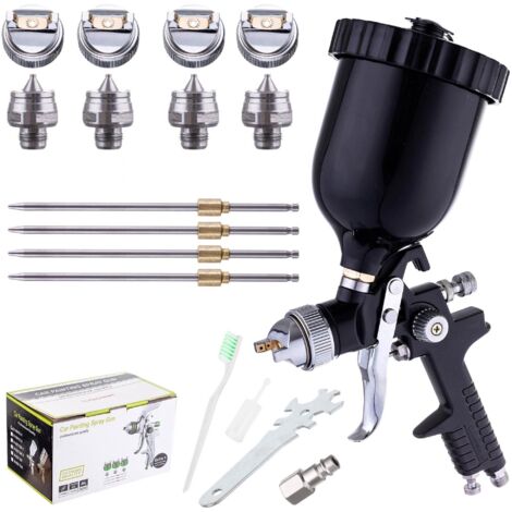 Pistolet à peinture HVLP, 4 buses 1,4-2,5 mm, noir, 600 ml (1/5)