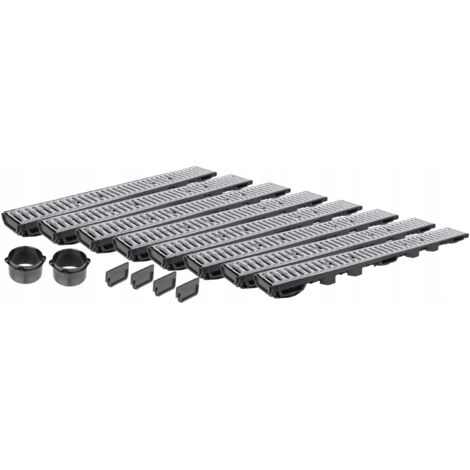 DRAINAGE LINÉAIRE H55 GRILLE GALVANISÉE jusqu'à 1,5 tonne A15 SET 8m AQUER (1/5)
