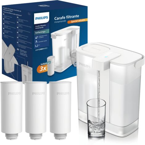 Filtre adoucisseur d'eau automatique PHILIPS AWP2980WHS3. 3 cartouches incluses.