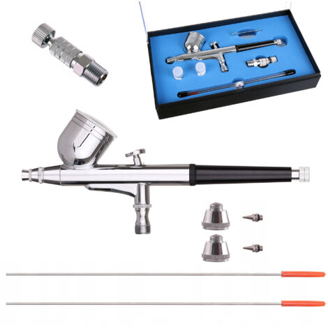 Aérographe modèle, 3 buses 0,2 mm, 0,3 mm, 0,5 mm, connecteur rapide, complet (1/5)