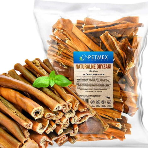 Friandise à mâcher naturelle pour chiens, peau de cheval séchée Petmex 15 cm, 1 kg