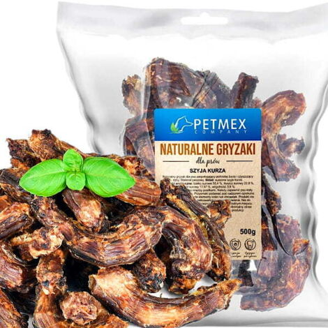 Friandises naturelles pour chiens à mâcher : cous de poulet séchés Petmex 500 g