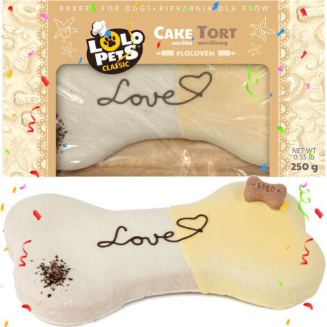 Friandises pour chien - Gâteau d'anniversaire à la vanille « Love » - Lolo Pets 250 g (1/4)