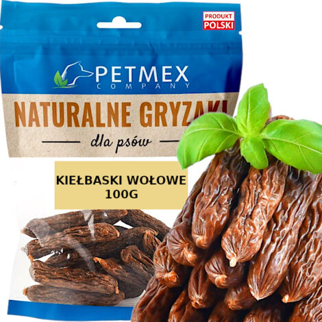 Friandise pour chiens, saucisses naturelles Petmex au bœuf et à la volaille 100 g (1/4)
