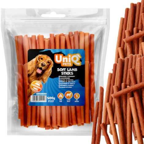Friandises pour chiens, bâtonnets d'agneau tendres UniQ Pets 500 g (1/5)