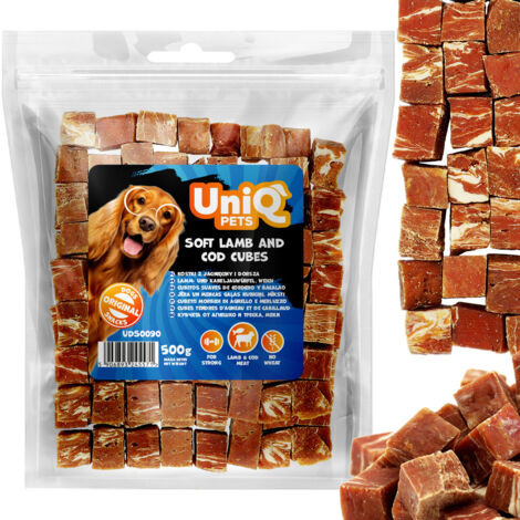 Friandises pour chiens en cubes moelleux à l'agneau et à la morue UniQ Pets 500 g (1/5)