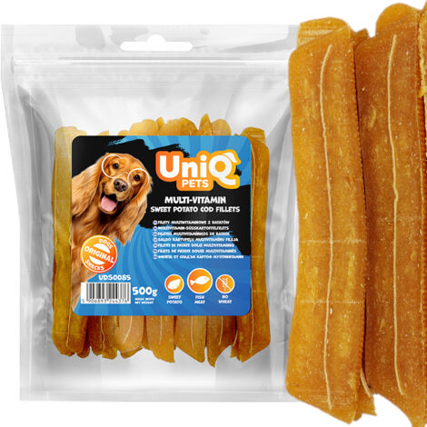 Friandises pour chiens, filets de patate douce multivitaminés UniQ Pets 500 g (1/5)