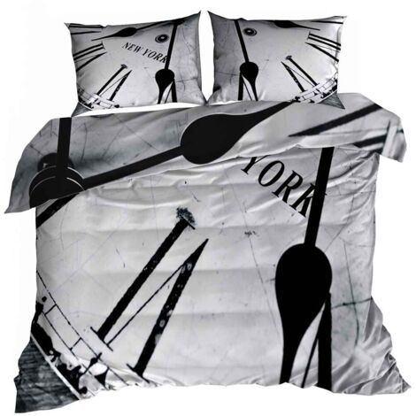 Linge de lit en satin de coton 3D, cadran d'horloge 160x200cm (1/3)