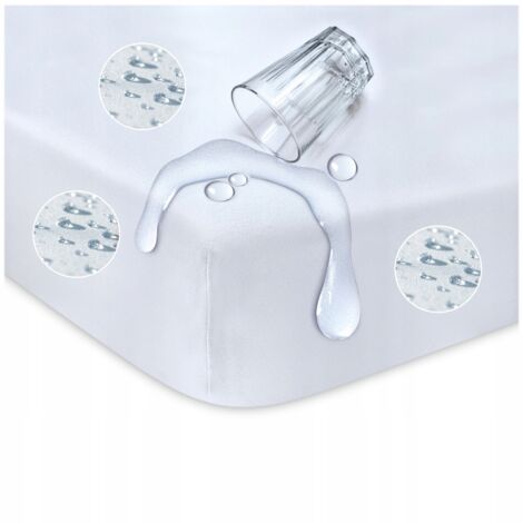 DRAP-HOUSSE IMPERMÉABLE 160x200 Jersey Blanc ENTIÈREMENT IMPERMÉABLE (1/5)